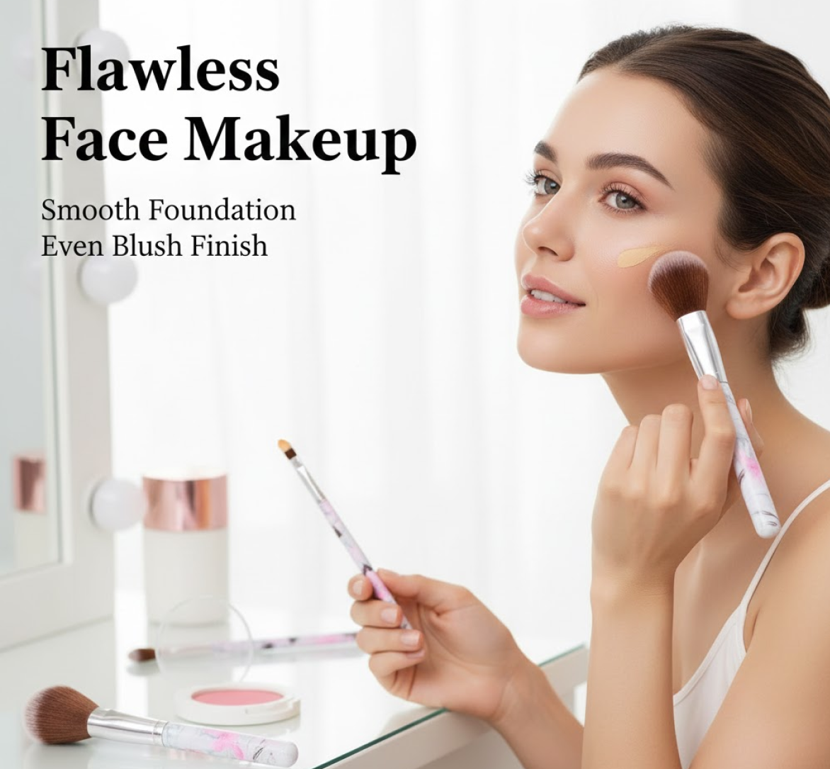 Floral Makeup Brush Set for Eyes, Lips, and Face (5 Pc)