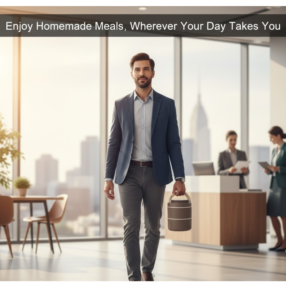 Ganesh Stack 2-Layer Stainless Steel Leak-Proof Lunch Box for Office, School, Picnic