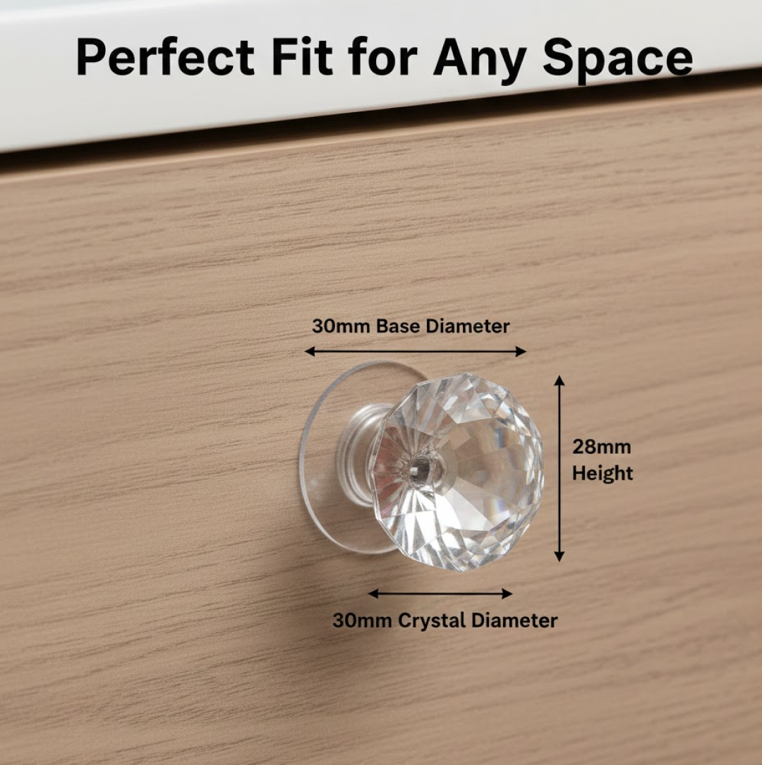 Clear Diamond Crystal Cabinet Knob & Pull Handle (1 Pc)