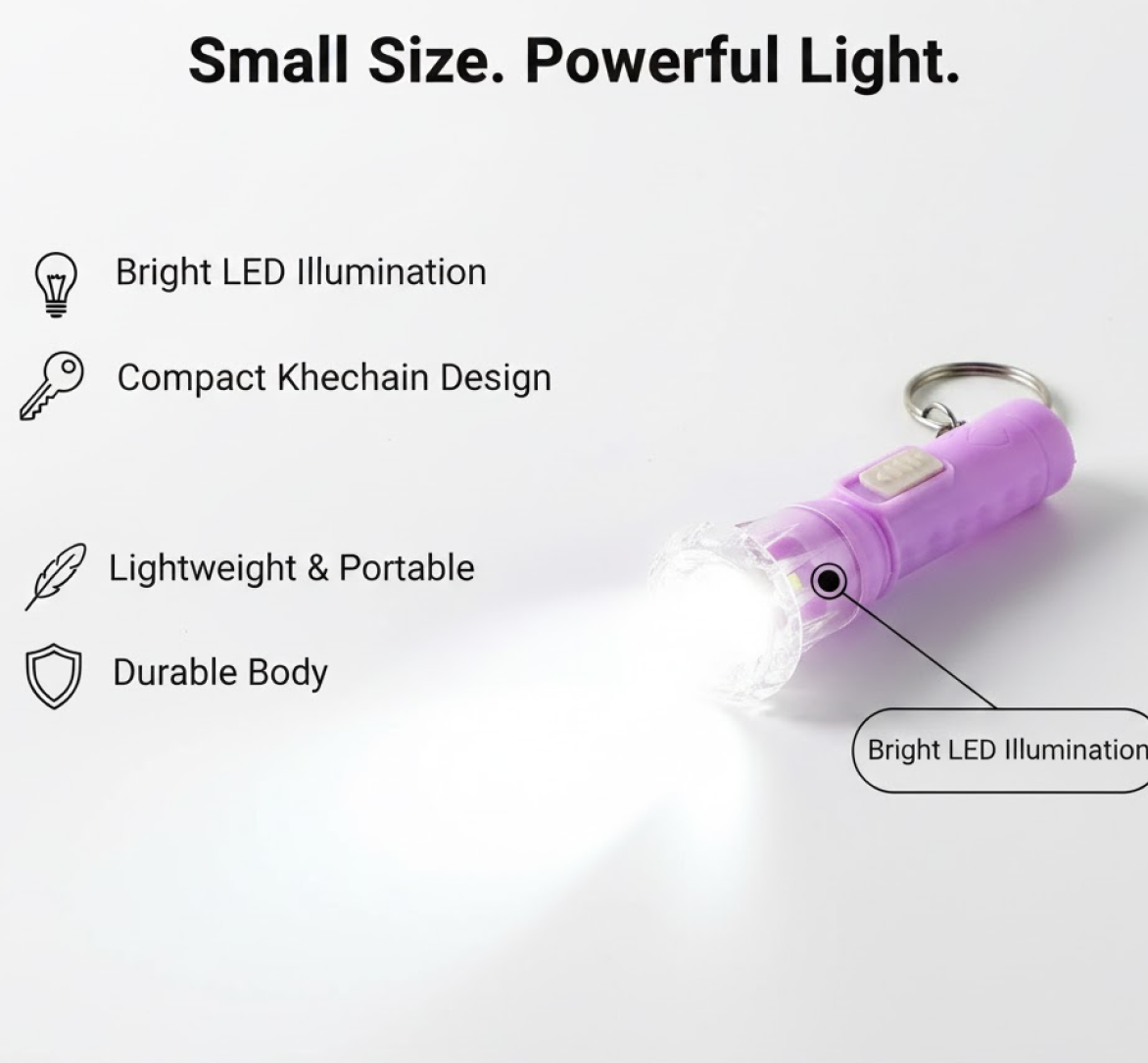Mini LED Flashlight Keychain Torch (Mix Color & 1 Pc)