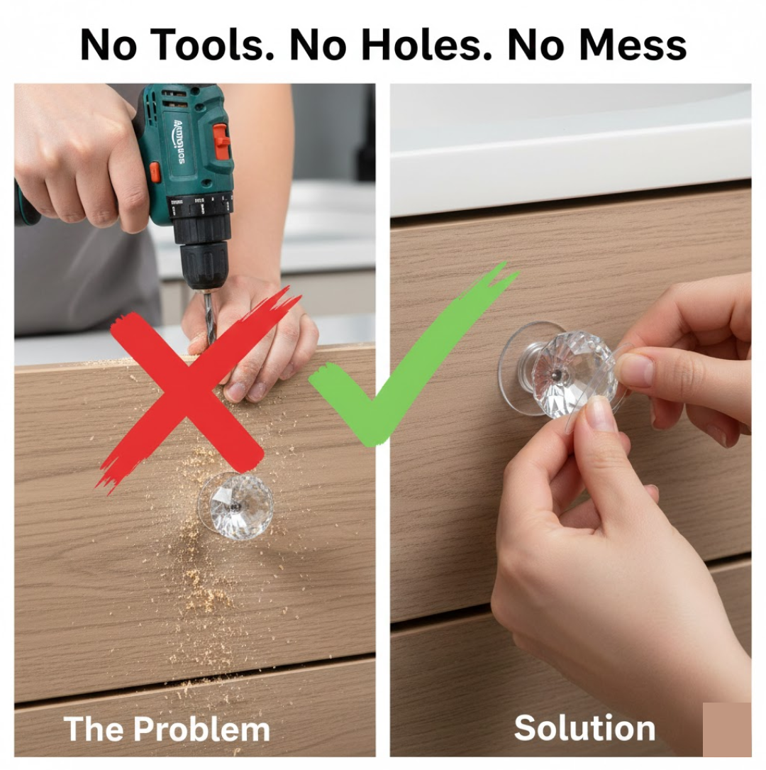 Clear Diamond Crystal Cabinet Knob & Pull Handle (1 Pc)