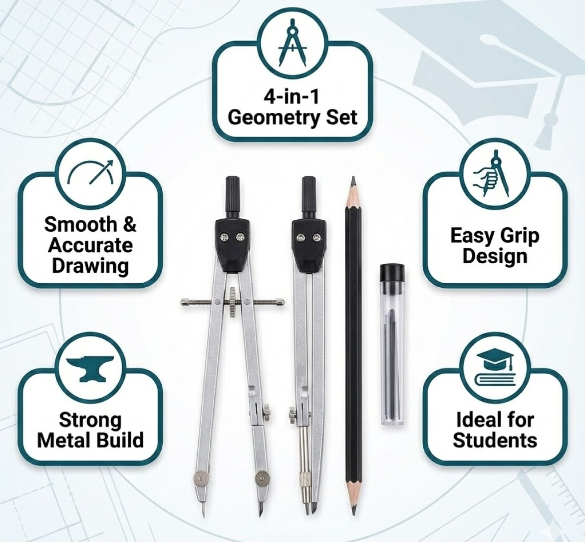 Student Geometry Compass Set (4 in 1)