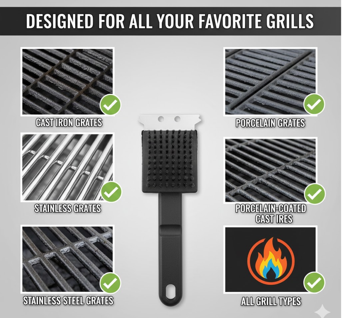 Black 2 Side Use Brush Scarp Cleaning Brush & Wire Brush for Garage Use