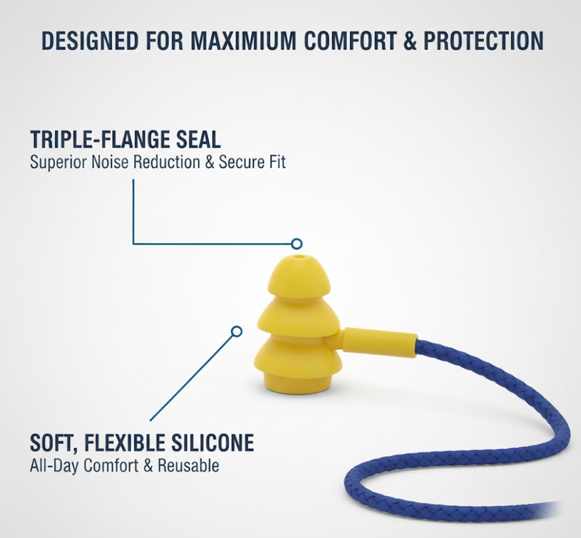 Soft Silicone Ear Plugs Hearing Protection (2 Pc Set)