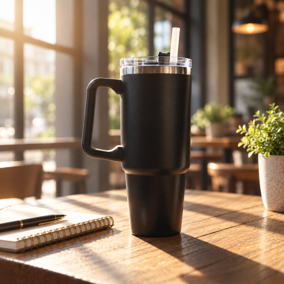 Large Capacity Travel Mug – 890 ML Insulated Black Tumbler showcase