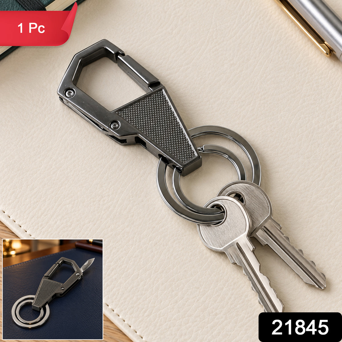 Heavy Duty Metal Key Holder – Durable Swivel Carabiner Clip