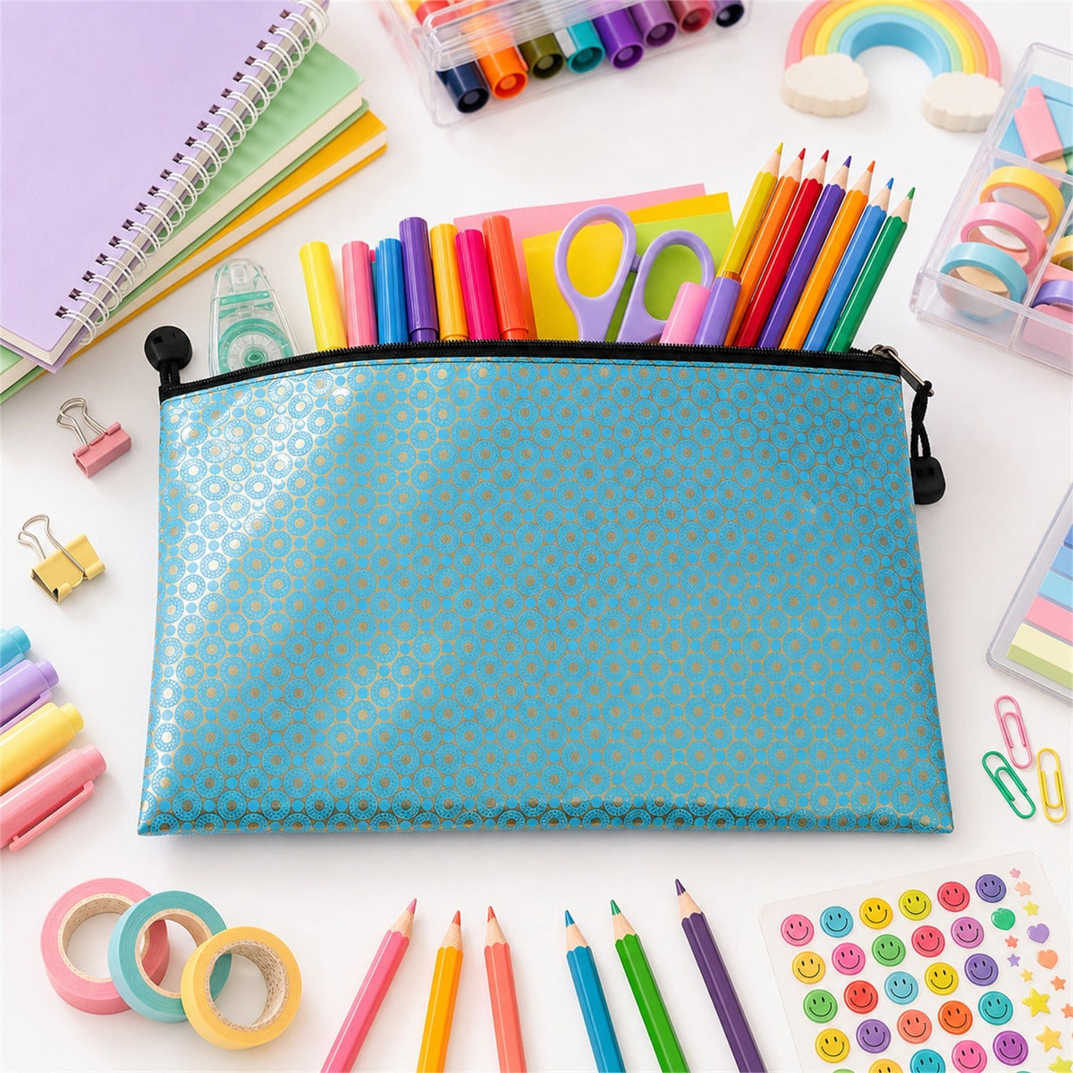 Brightly printed Pencil Zipper Pouch ideal for school kids