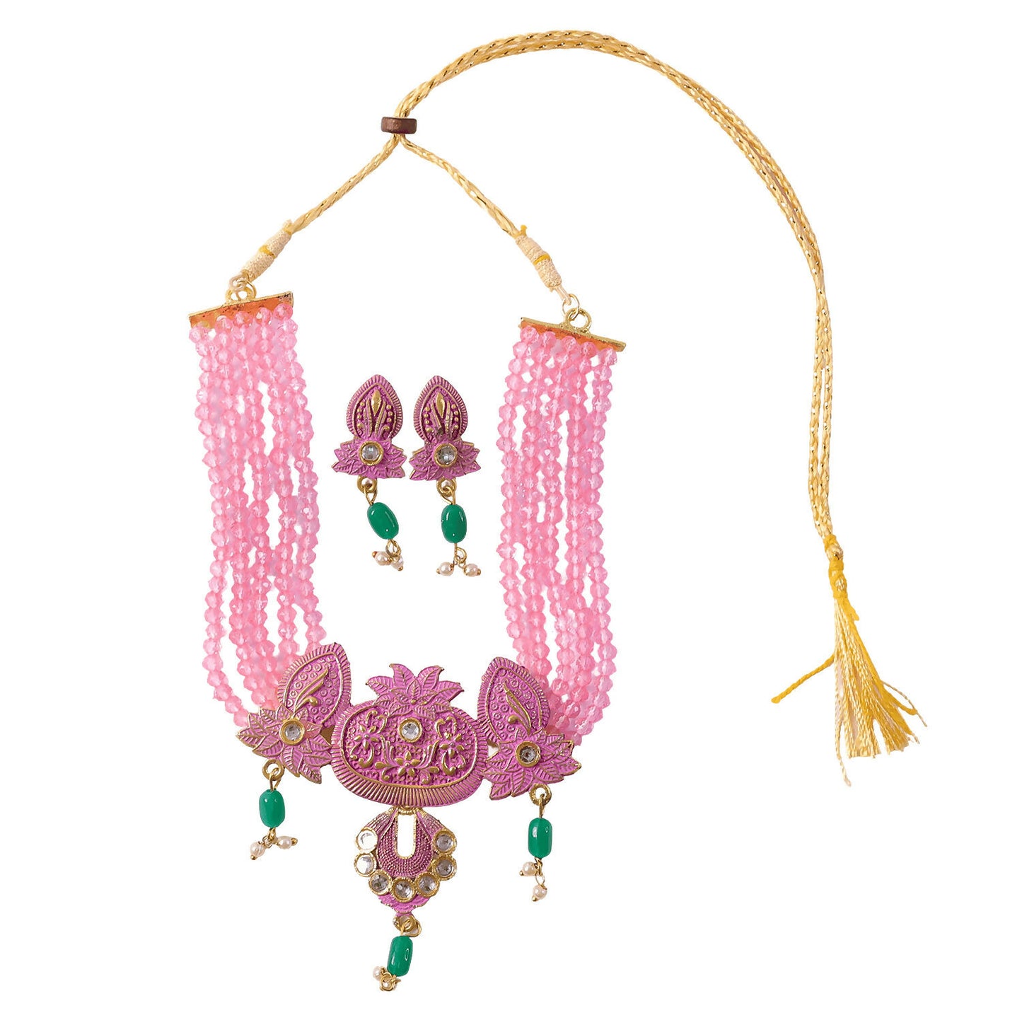 Matching pink beaded earrings