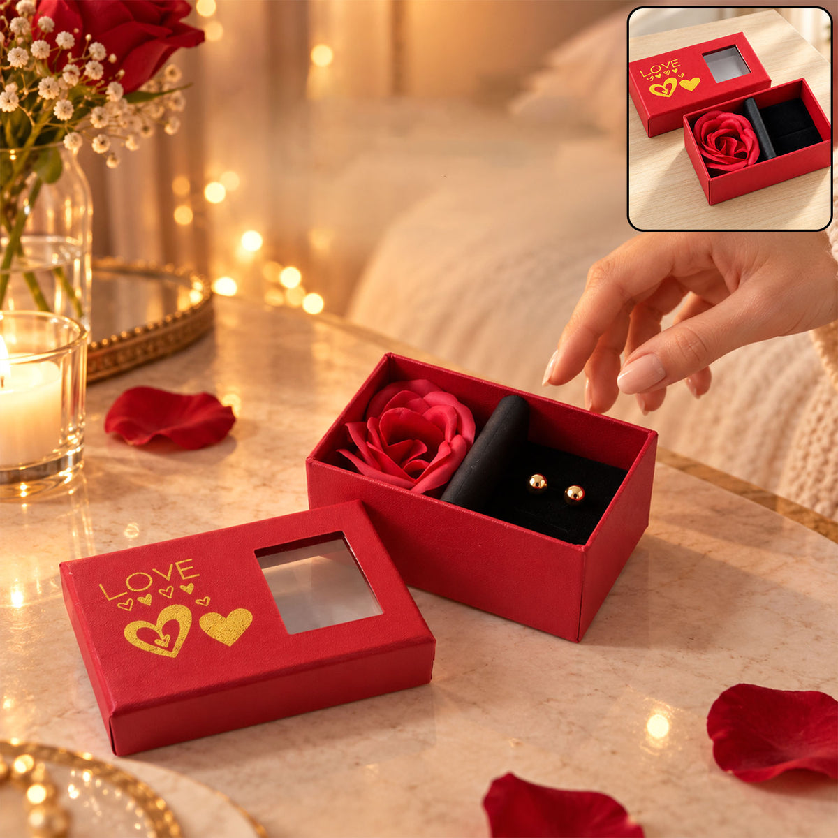 Red rose jewellery gift box - gift display