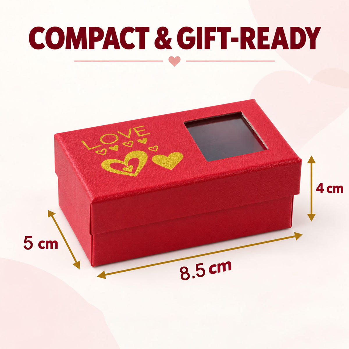Red rose jewellery gift box - dimensions