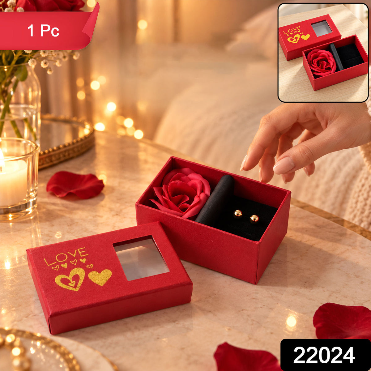 Red rose jewellery gift box - SKU photo
