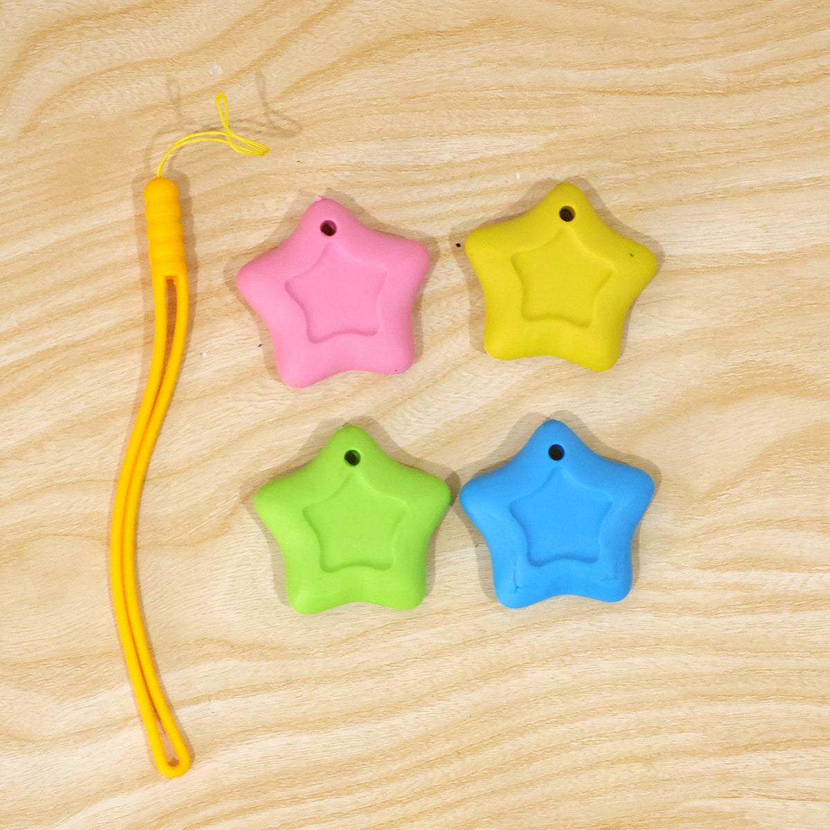 Colourful Star Erasers with Lanyard