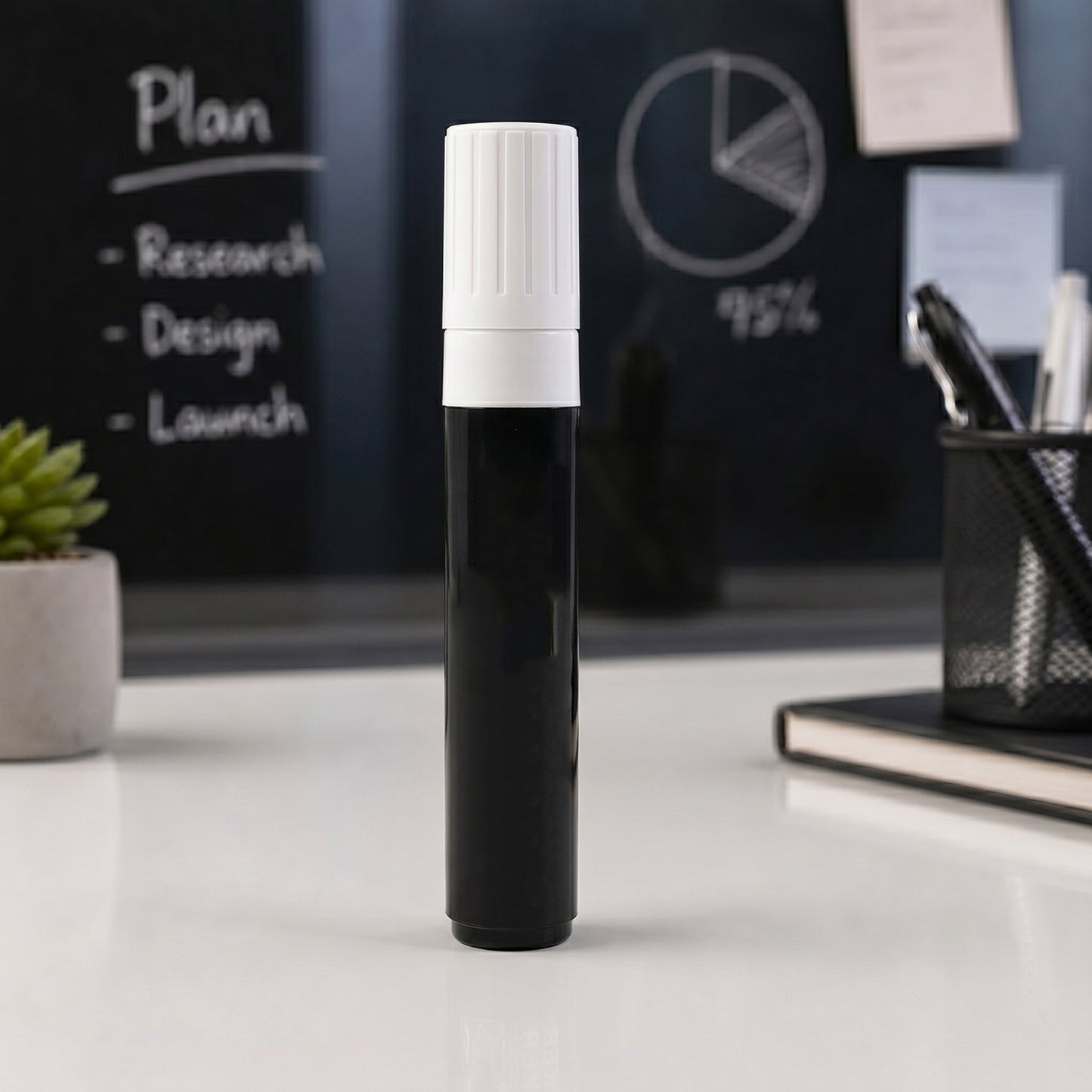 Black Chalk Marker Pen Liquid Erasable for Chalkboard Glass Window Menu (1 Pc)