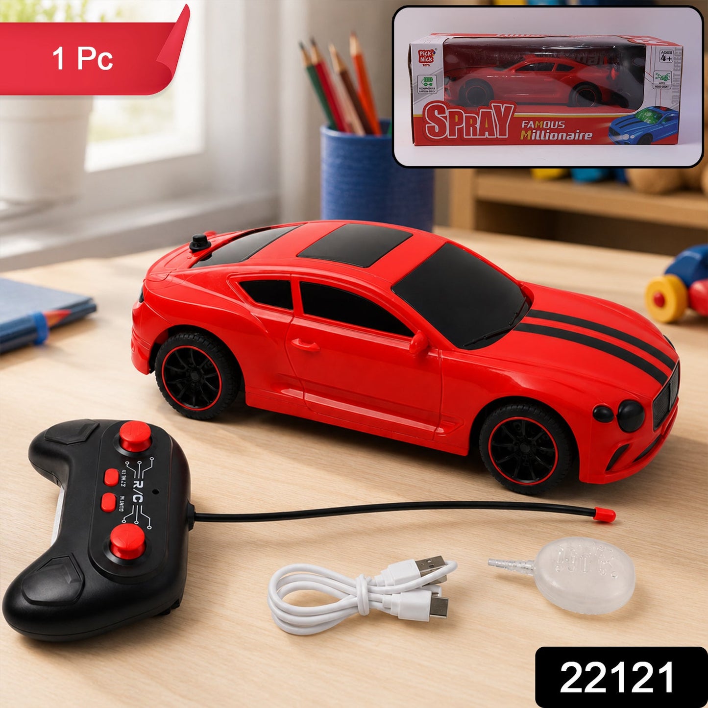 Remote Control Sports Car Toy High-Speed RC Racing Car for Kids Boys (1 Pc)