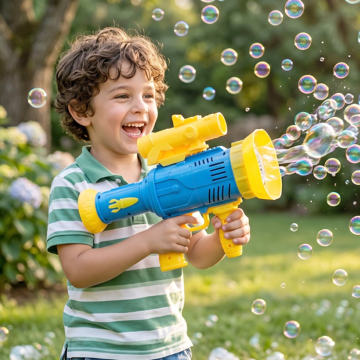 Automatic Rechargeable Bubble Gun Toy with Lights Bubble Maker for Kids (1 Pc)