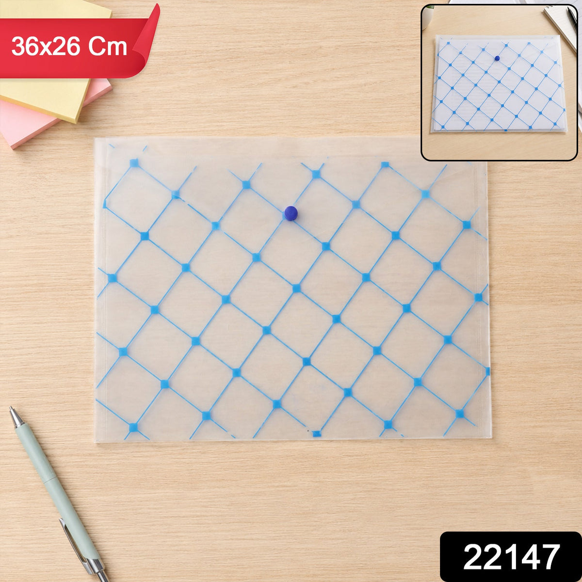 A4 plastic file folder with secure snap button, ideal for certificates and important papers