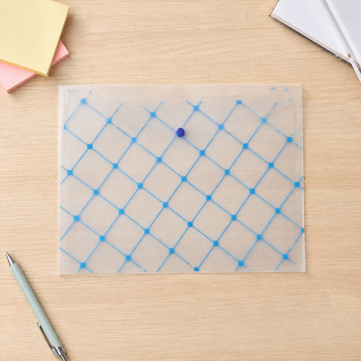 Durable water-resistant plastic document holder with transparent quick-view design