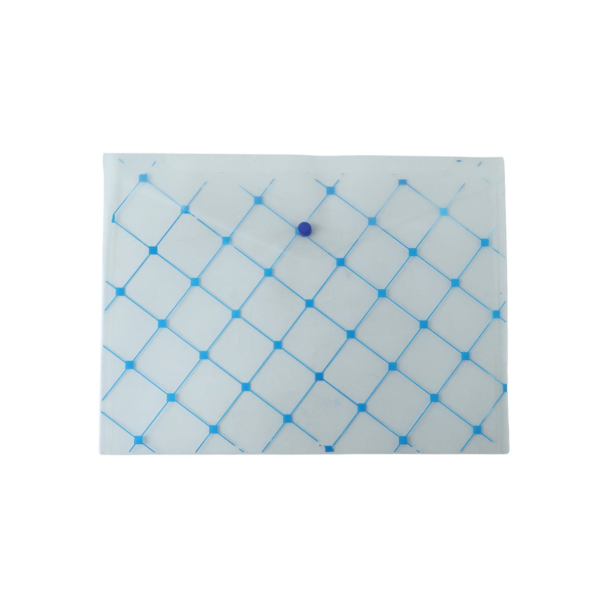 Close-up of secured snap button closure on A4 document folder