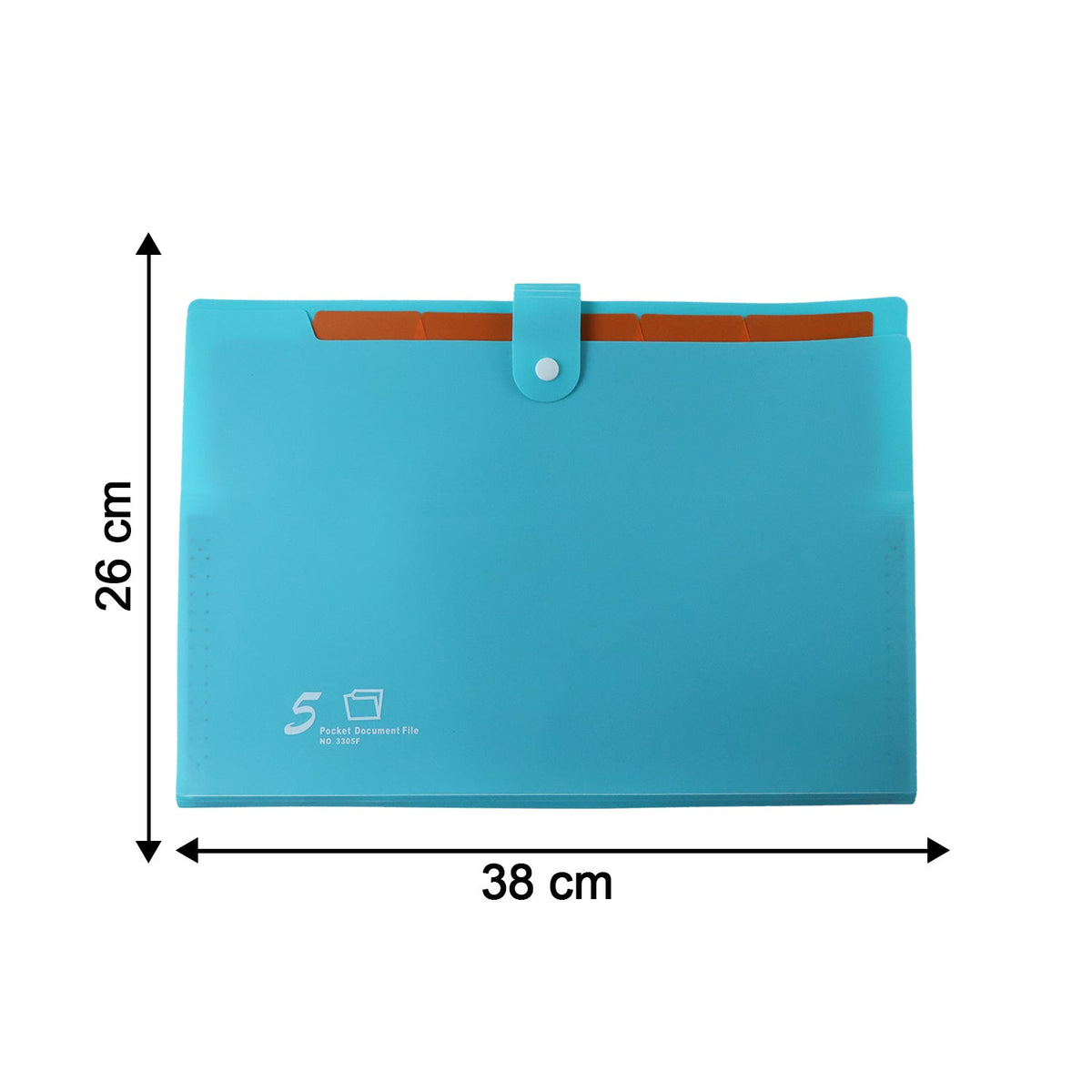 Size and dimensions of the expandable 5-pocket A4 file folder