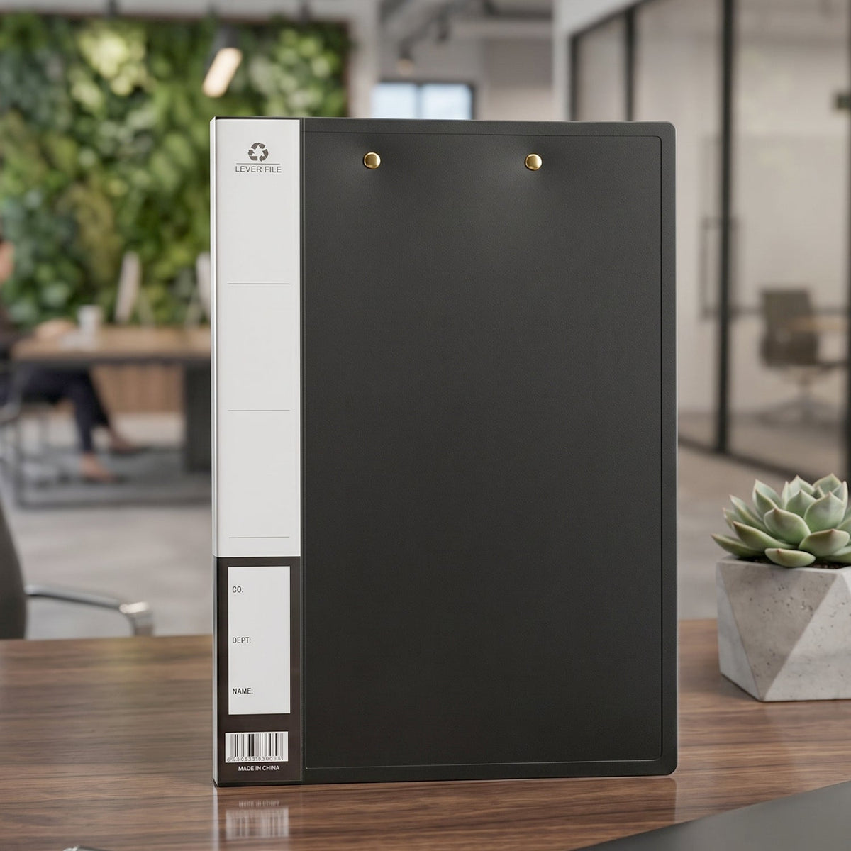 Portable black document folder with dual clips, ideal for meetings and fieldwork