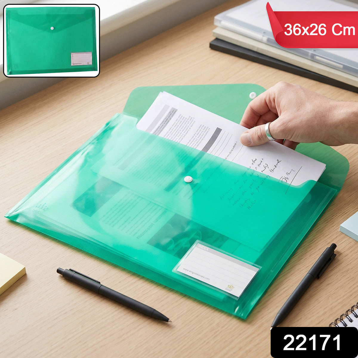 SKU 22171 plastic document file folder with dimensions