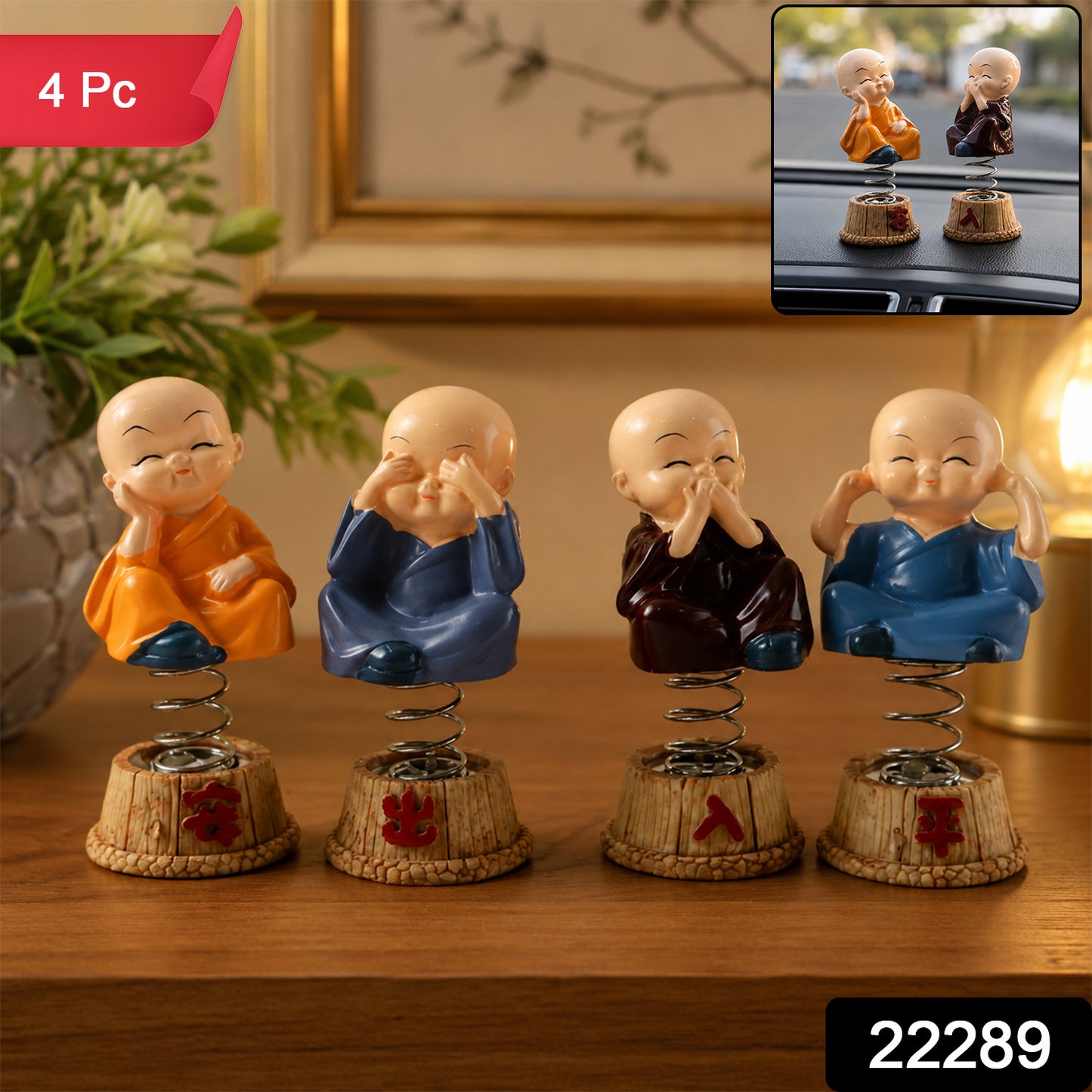 Baby monk Buddha spring bobblehead figurine set - image 2