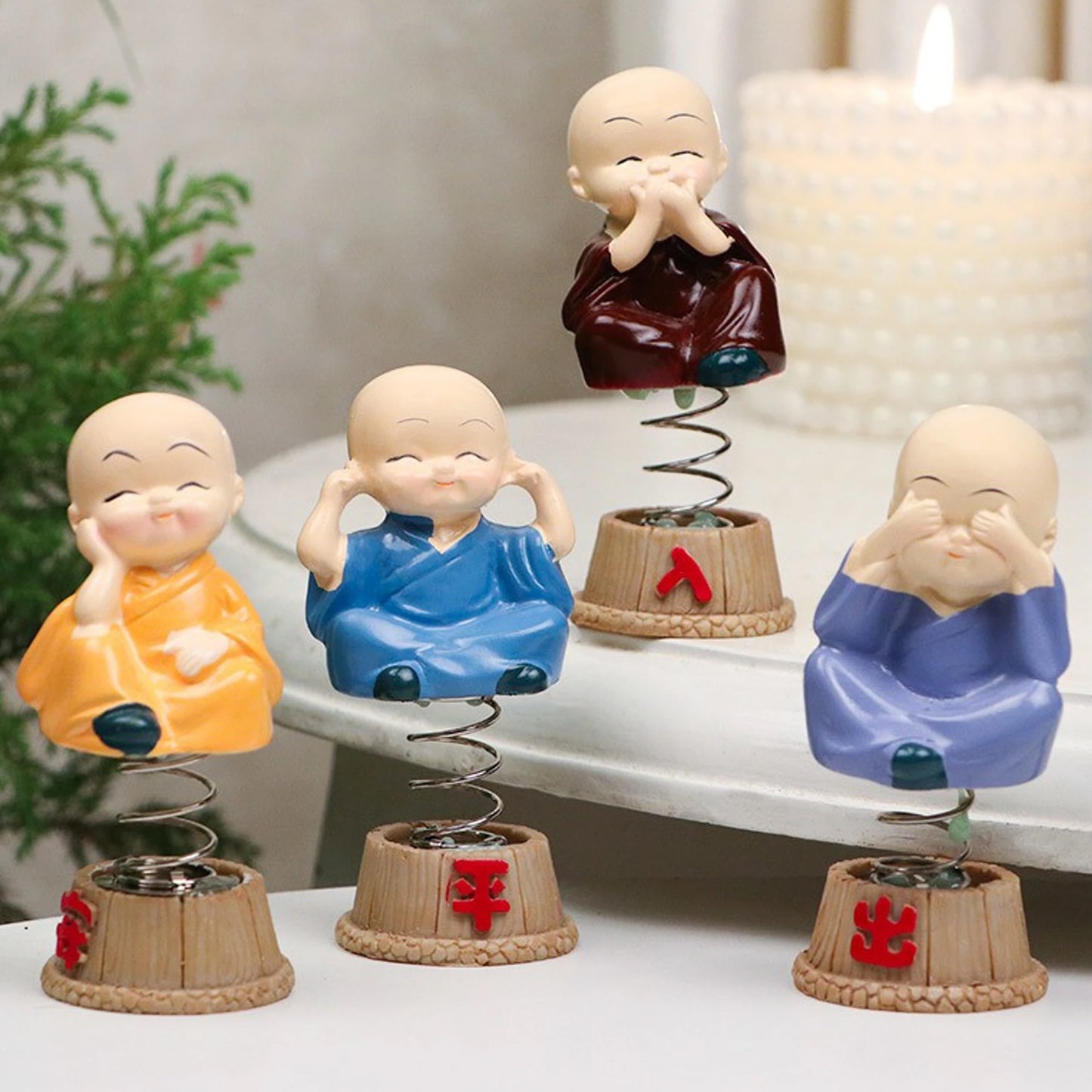 Baby monk Buddha spring bobblehead figurine set - image 3