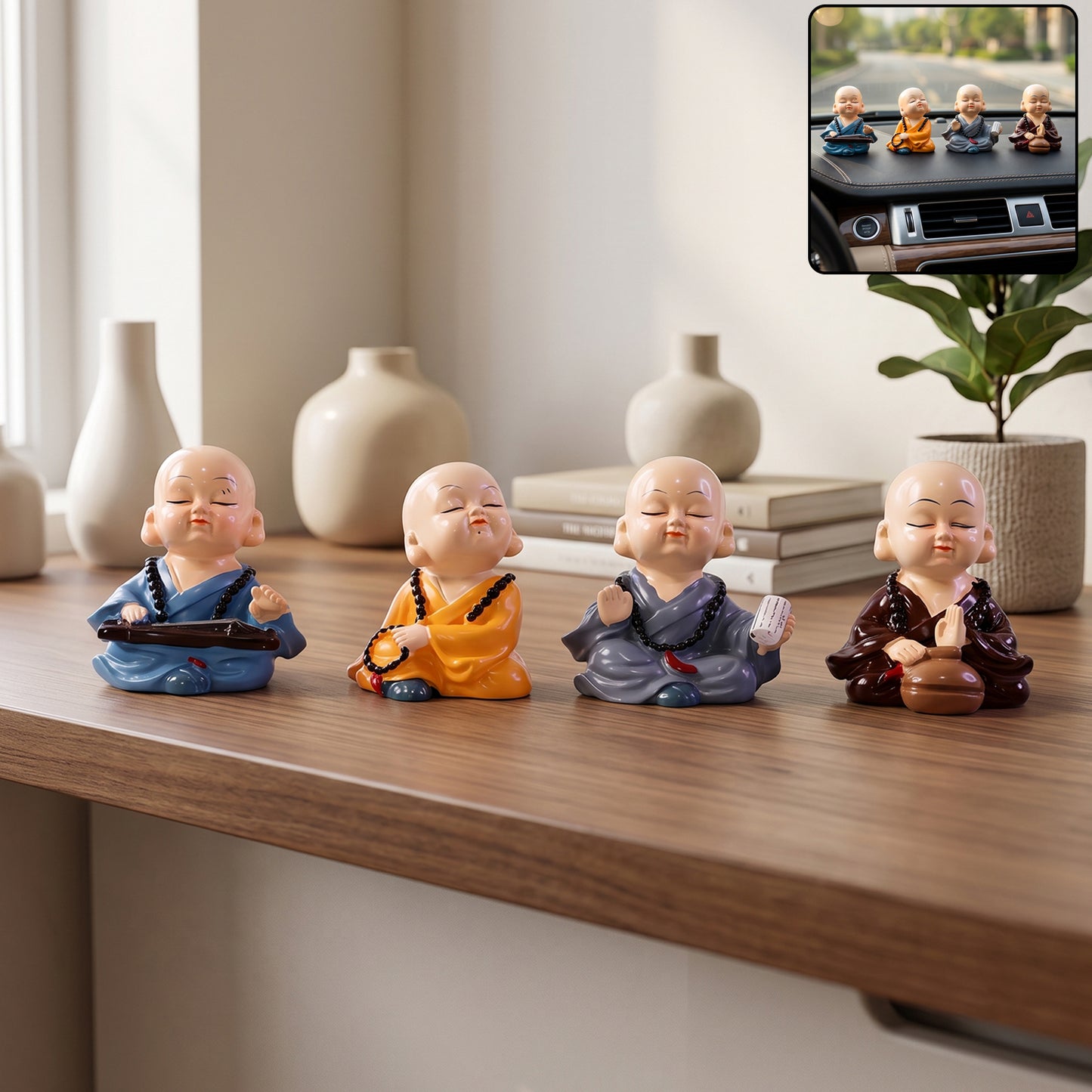 Little monk Buddha decorative statue set - image 1