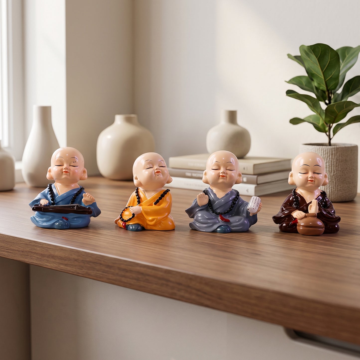 Little monk Buddha decorative statue set - image 8