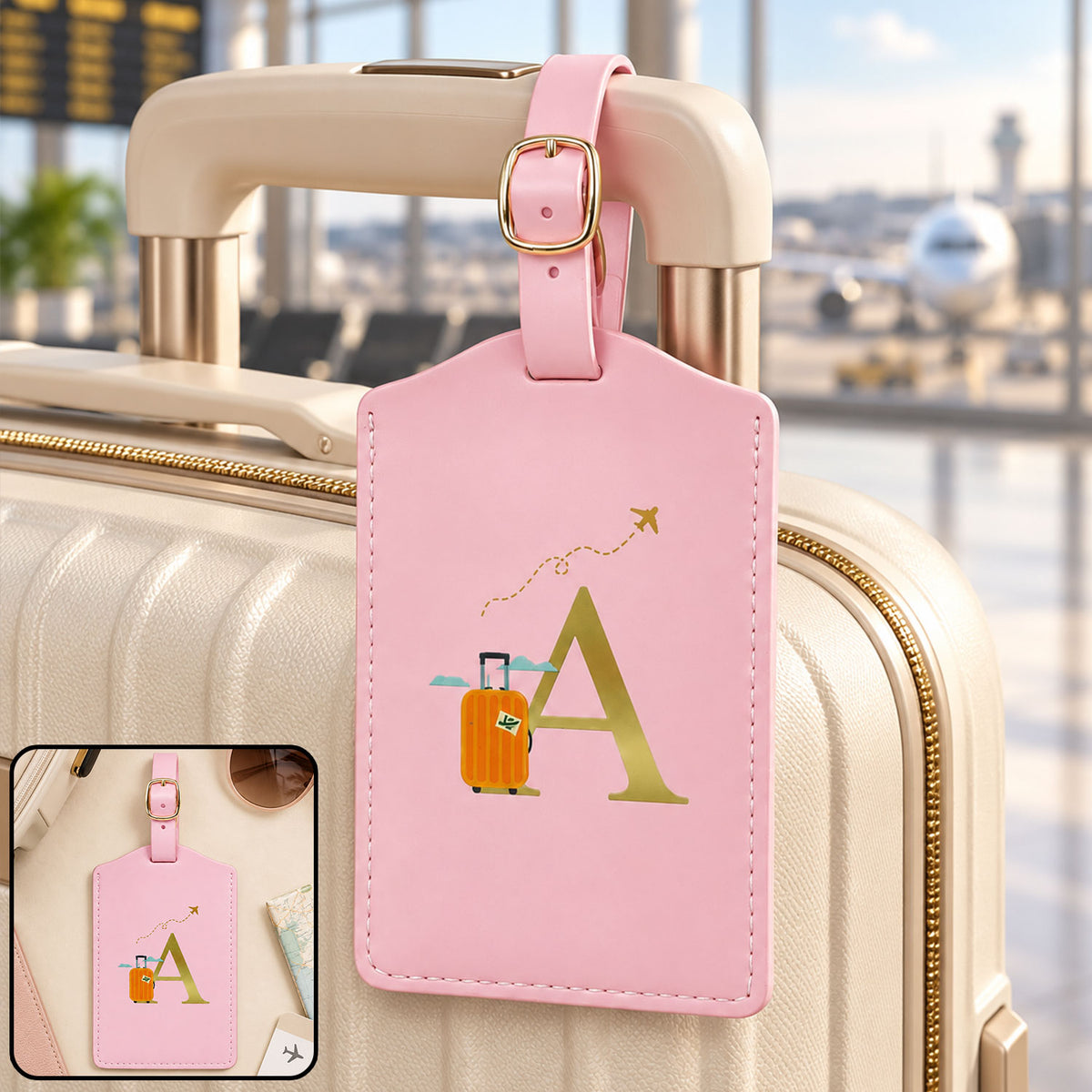 PU leather travel luggage tag product image 1