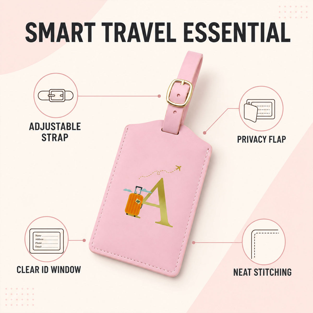 PU leather travel luggage tag product image 4