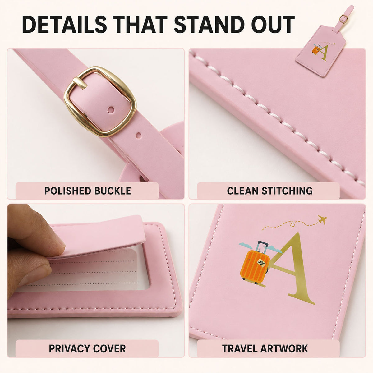 PU leather travel luggage tag product image 8