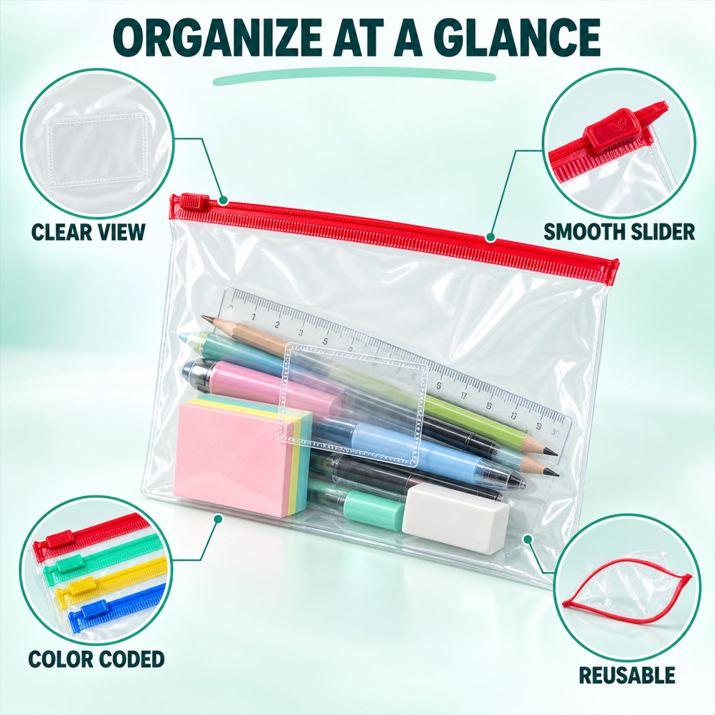 Transparent zipper storage pouch product image 8
