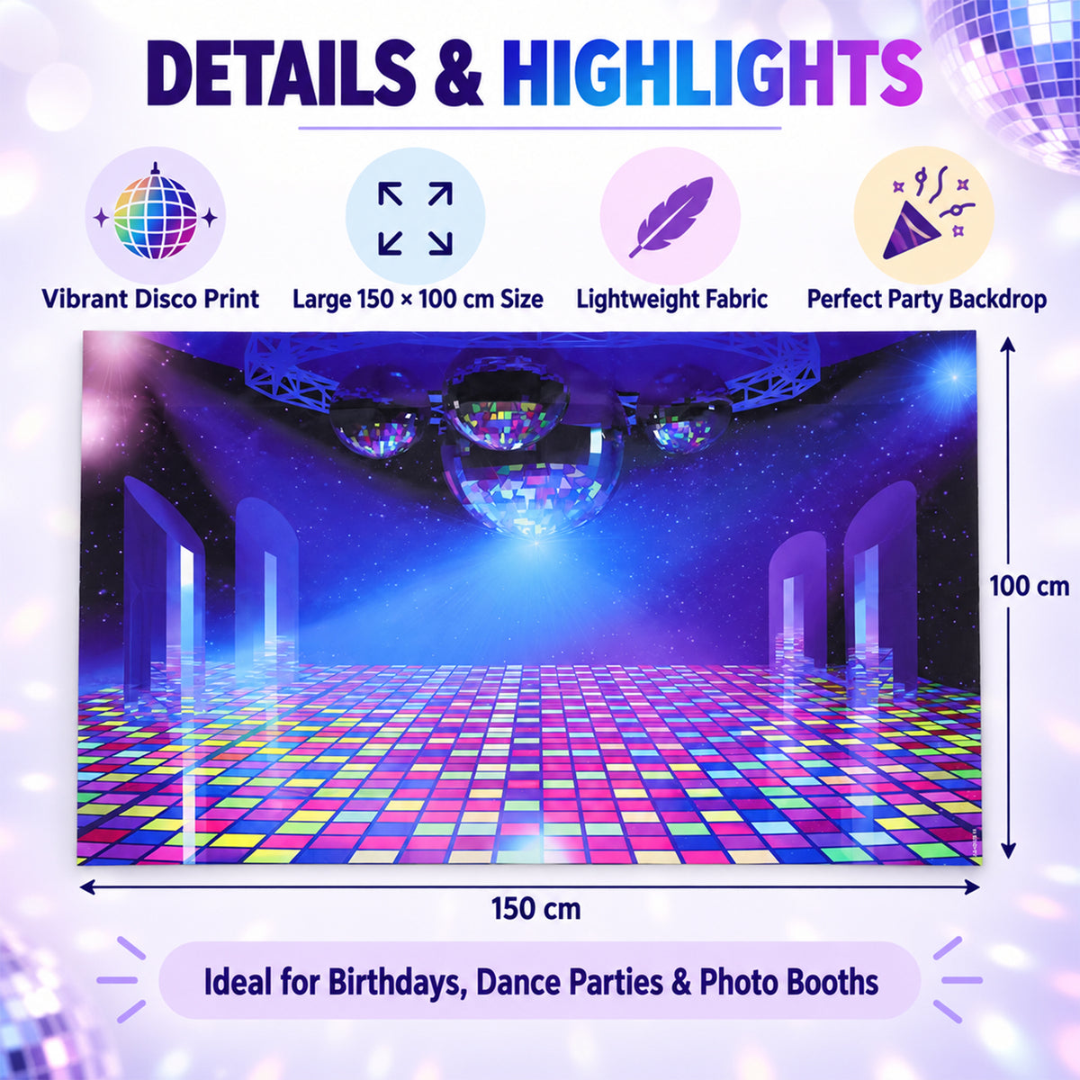 Disco backdrop curtain white bg