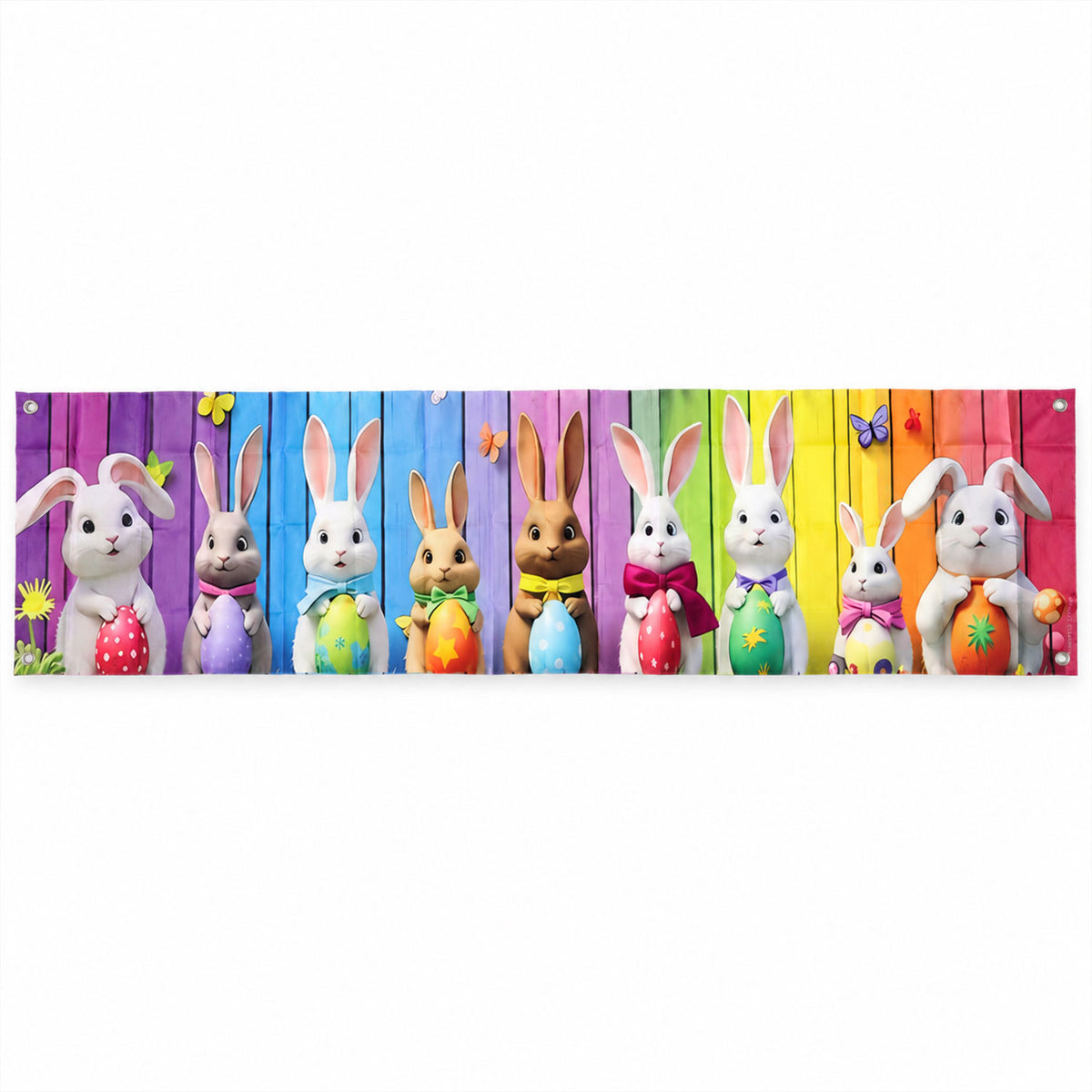 Easter bunny backdrop banner on white background