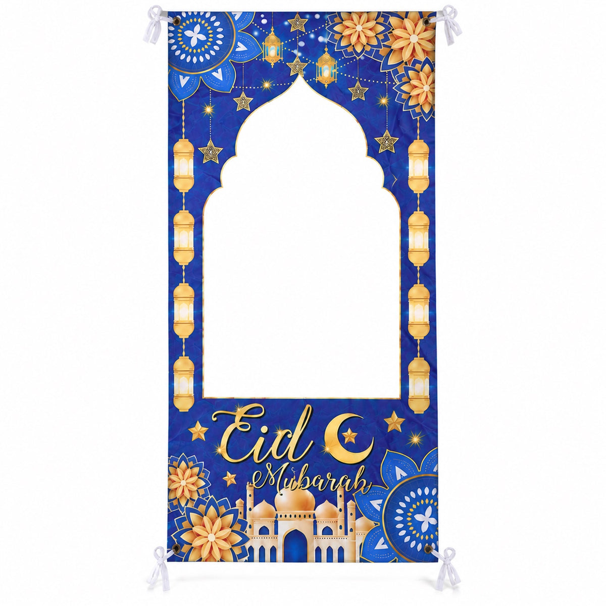 Eid arch cutout banner on white background