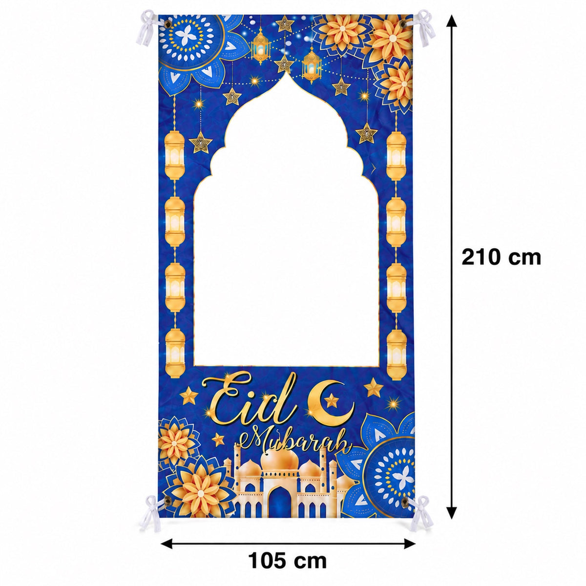 Eid banner dimensions 210 cm high by 105 cm wide