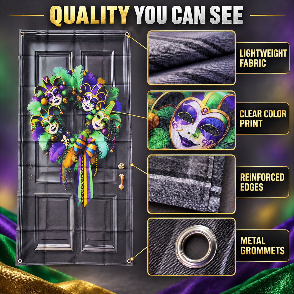 Lightweight fabric and printed door design details