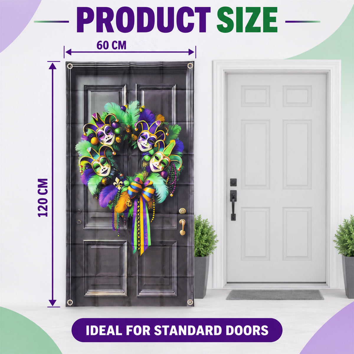 Backdrop dimensions 120 cm high by 60 cm wide