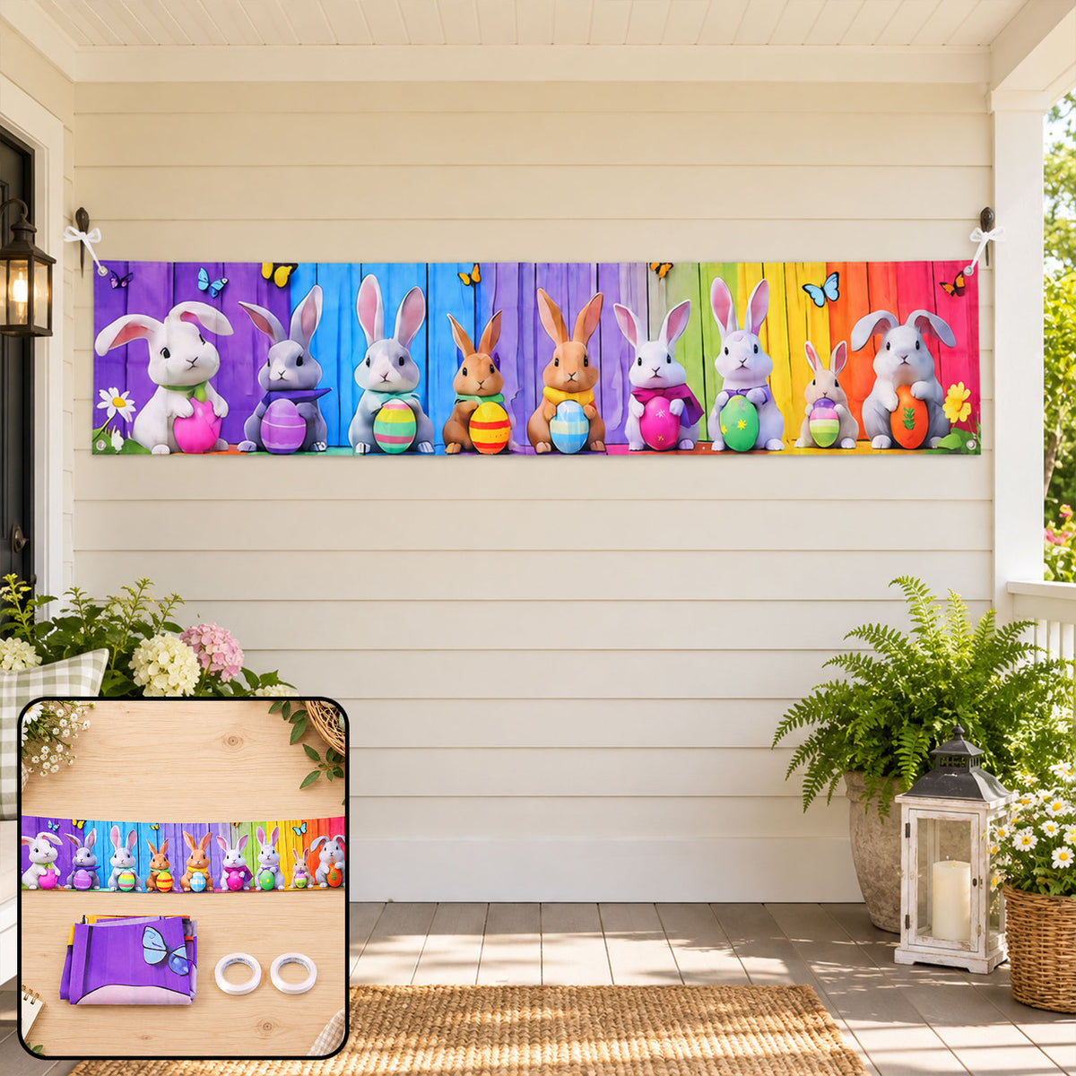 Easter bunny backdrop curtain spring
