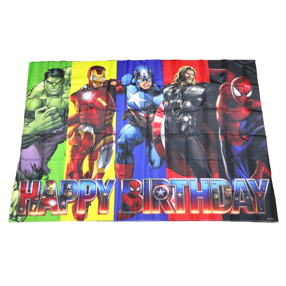 Superhero birthday backdrop on white background