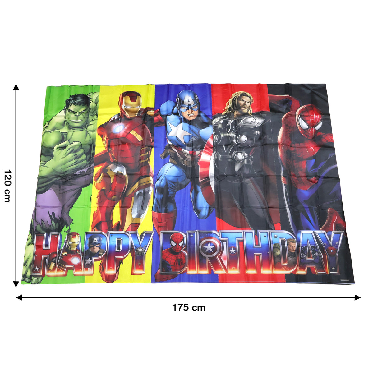 Birthday backdrop dimensions 175 cm wide by 120 cm high