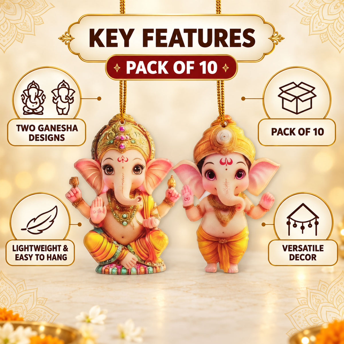 Seated and standing Ganesha hanging designs