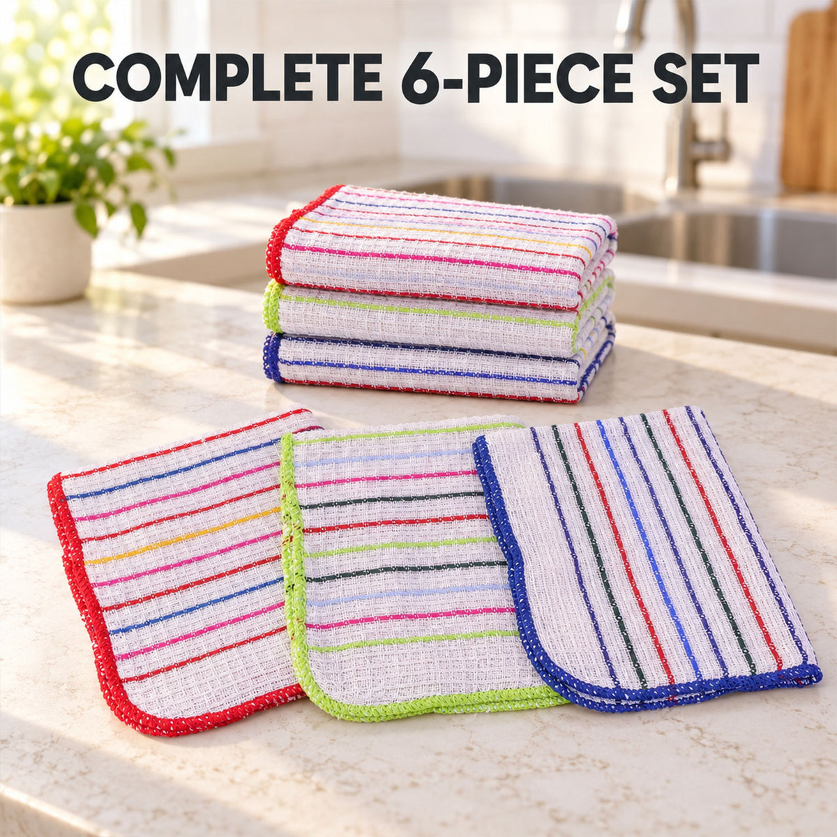 Absorbent checked kitchen cleaning cloth