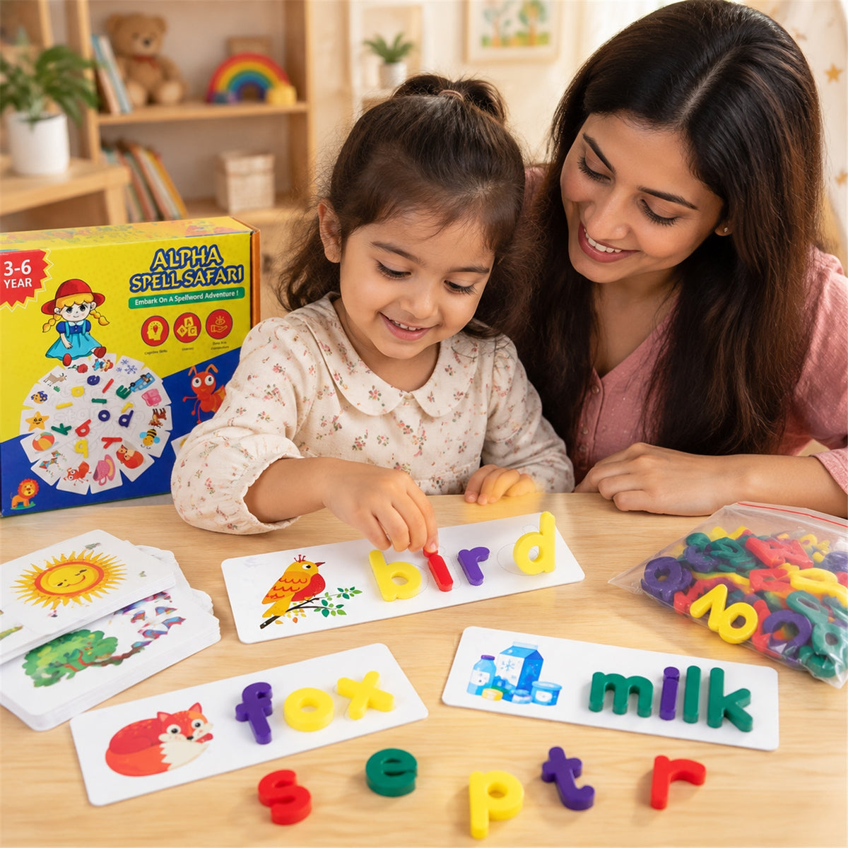 Picture word matching activity with adult guidance