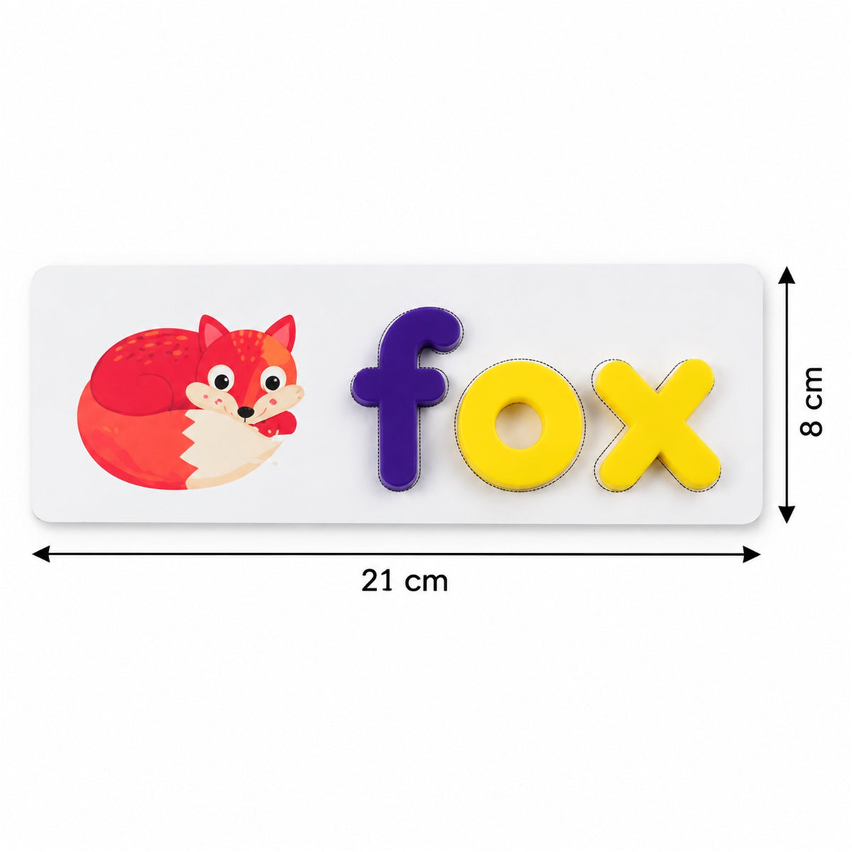 Example word card dimensions 21 cm by 8 cm