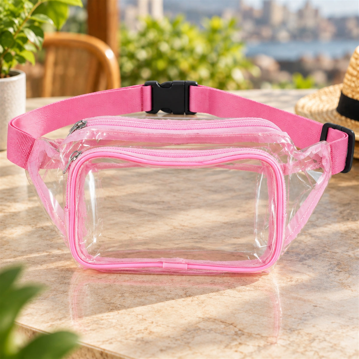 Transparent waist bag with adjustable buckle strap