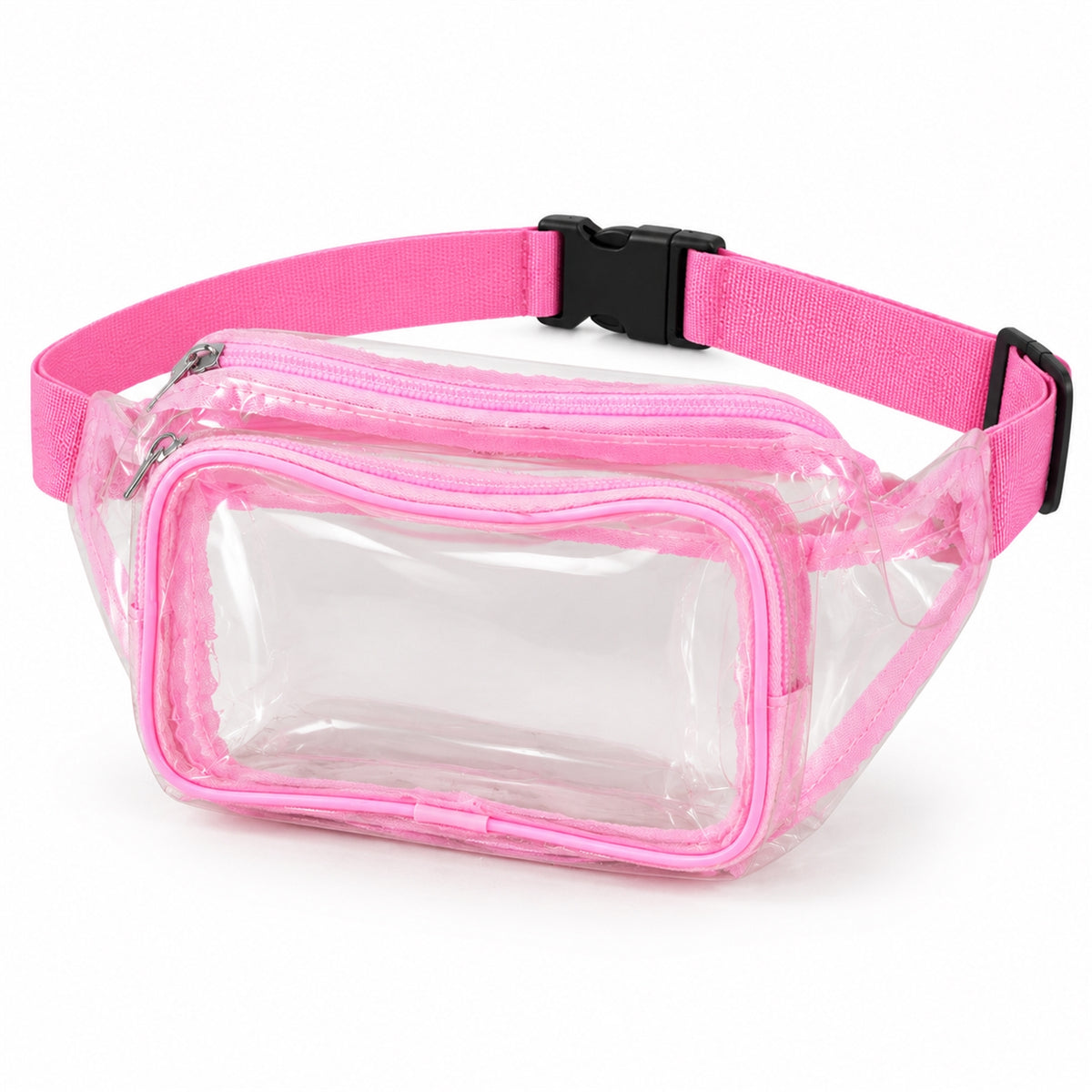 Transparent waist bag on white background