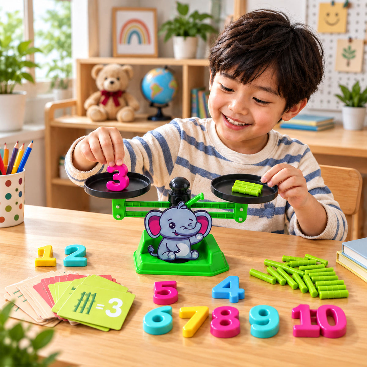 Elephant math balancing game learning activity
