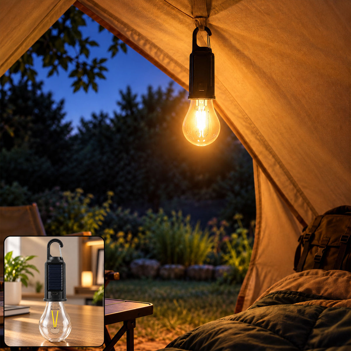 Solar hanging camping bulb light - view 02